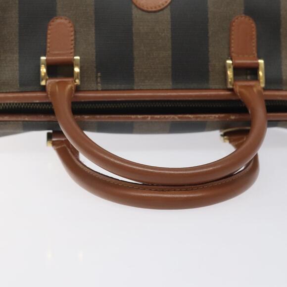 FENDI Pecan Canvas Hand Bag Brown Black Gold - Picture 7 of 12